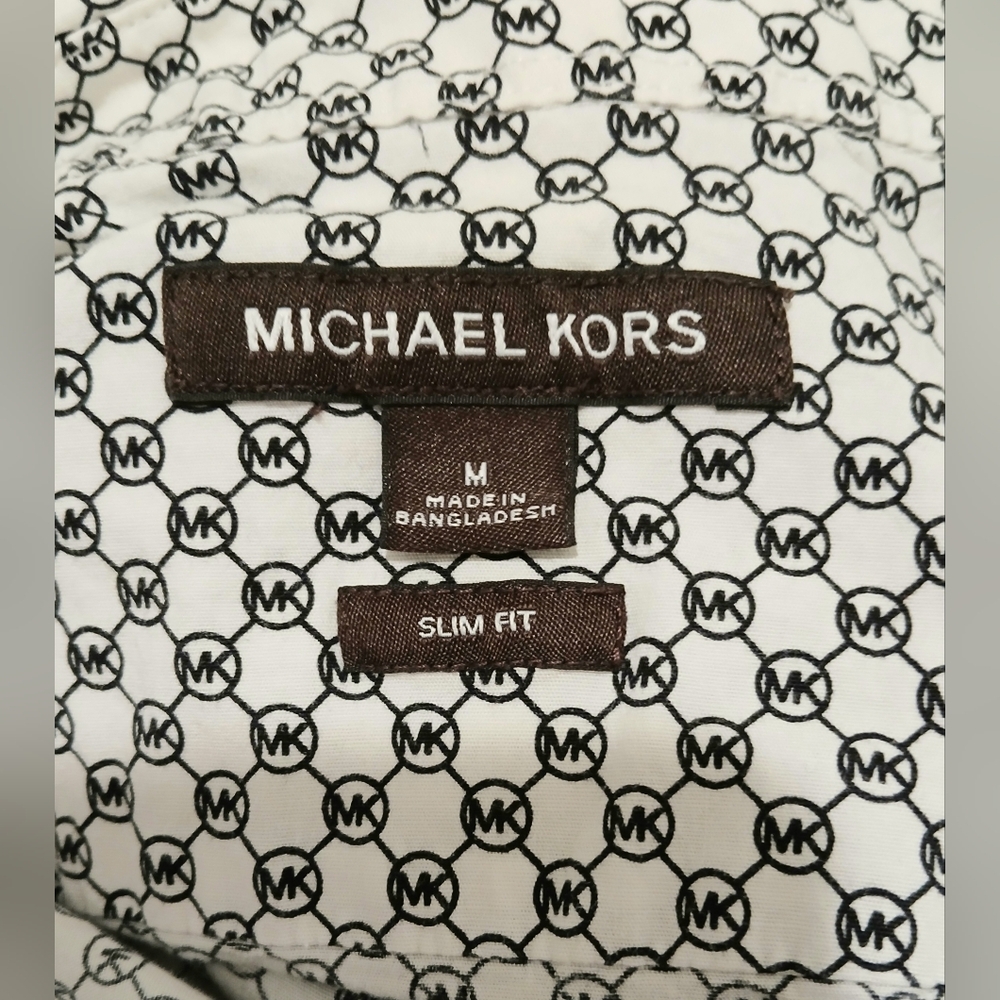 Men's Michael Kors Slim Fit Black & White Button Down Dress Shirt‎ - Picture 5 of 16